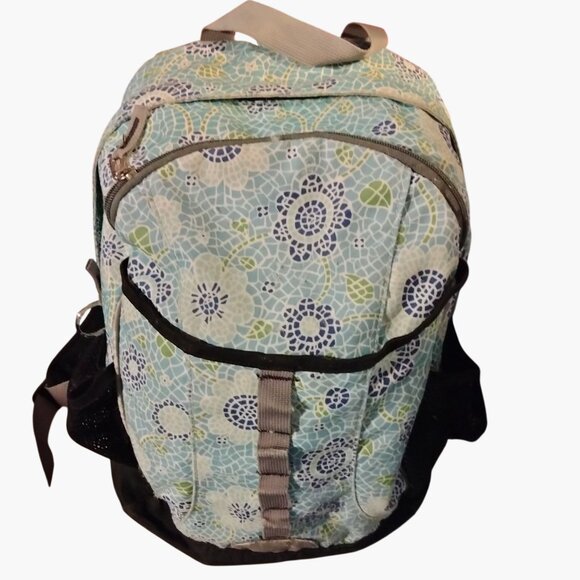 L.L. Bean Other - L L Bean Backpack Blue Floral Mesh Pockets Padded Straps